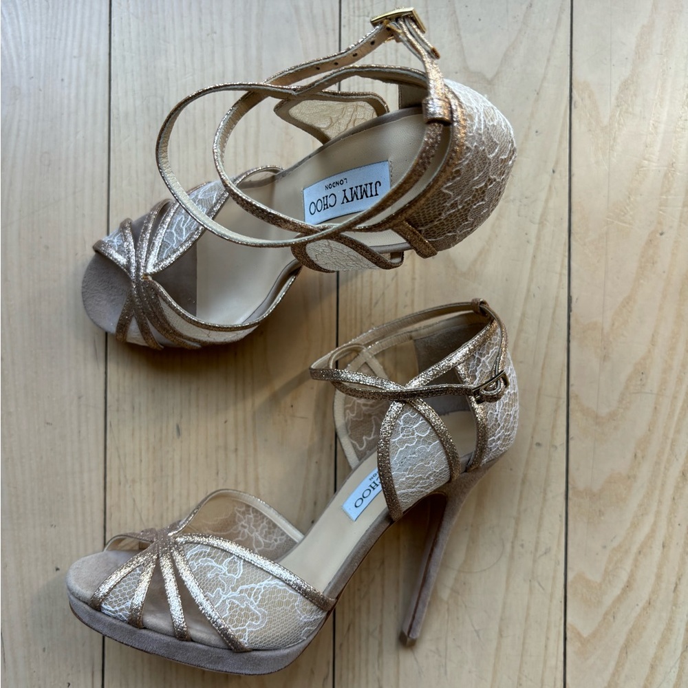 Jimmy Choo Lace Pattern Accents D’Orsay Pumps
